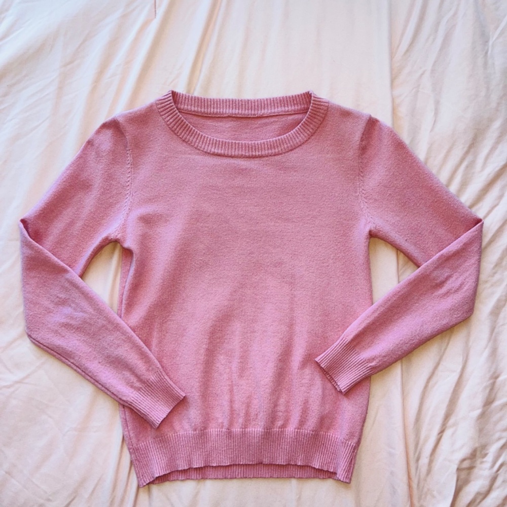 pink crewneck sweater